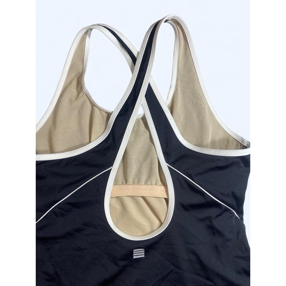 Lands' End Tugless X-Back Swimsuit Black White Piping EUC Size 14 Sporty - Picture 7 of 13